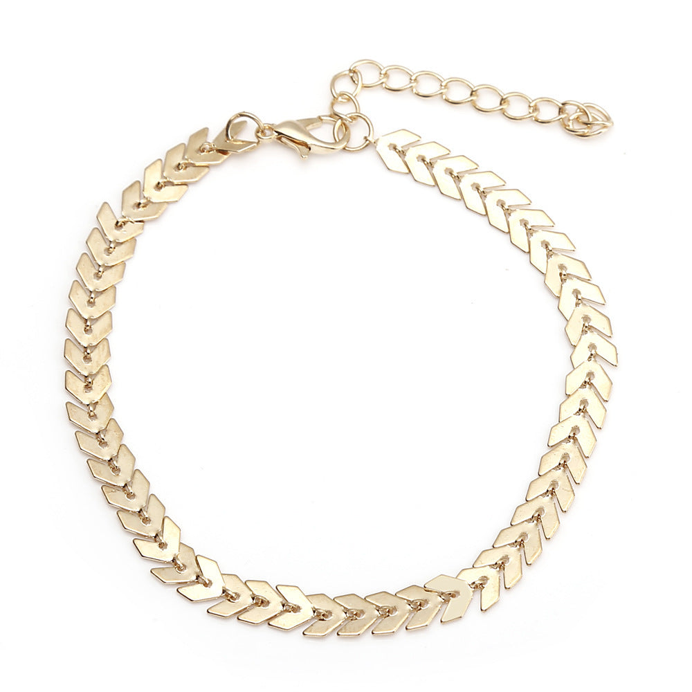 Aircraft chain fishbone anklet