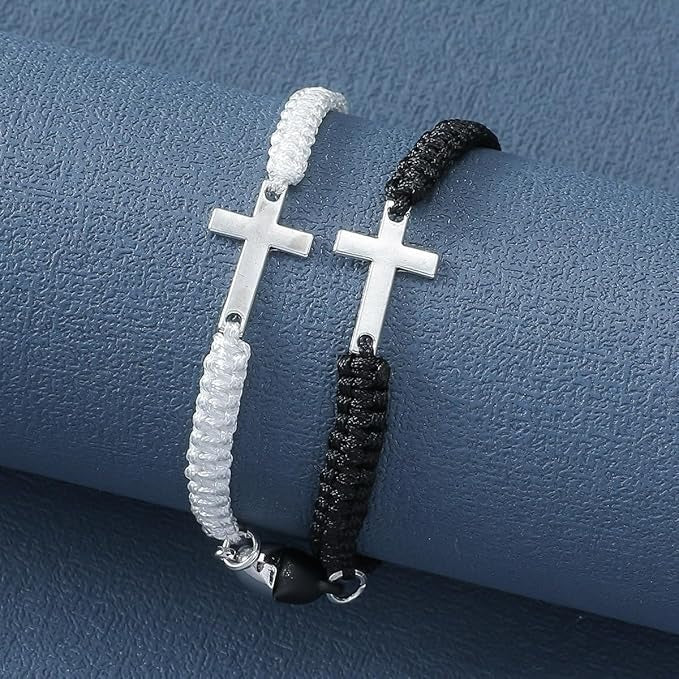 Cross 1 White 1 Black Bracelet - This Cross Bracelet, A Cross Weave Of 1 White And 1 Pure Black Bracelet, Is Unique And Profound, And Is The Perfect Combination Of Personality And Trend